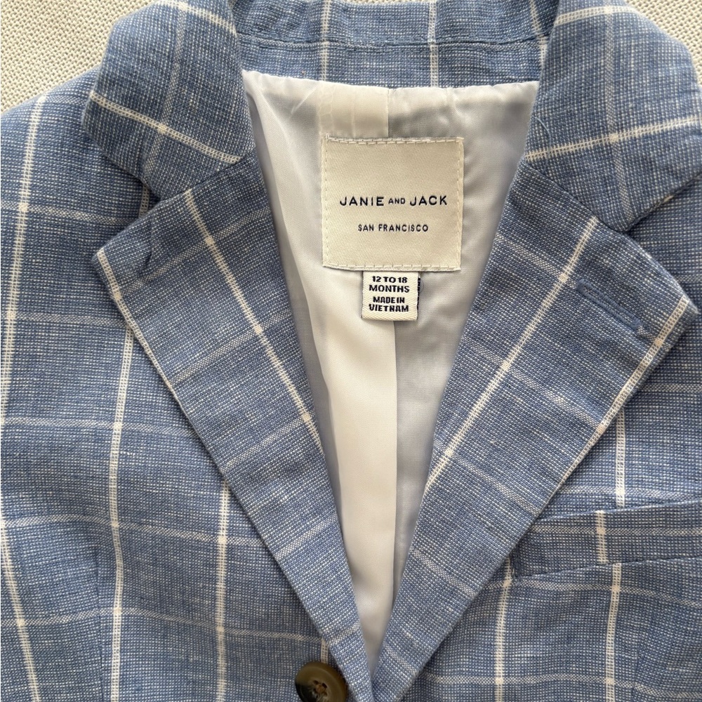 Janie and Jack Light Blue Plaid Blazer